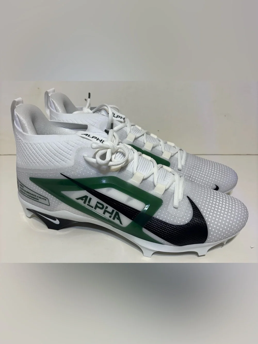 Nike Alpha Menace Pro 4 TB P Football Cleats White Green Size 13.5 NEW NO BOX!